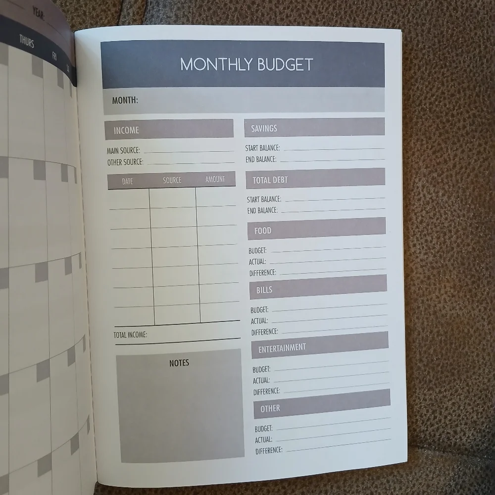 Budget planner, undated